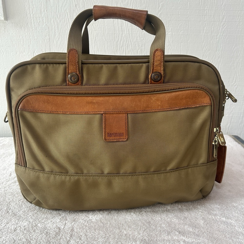 Hartmann Verticle Satchel Travel Leather/Nylon Trim Collection  Carry On Bag 15"
